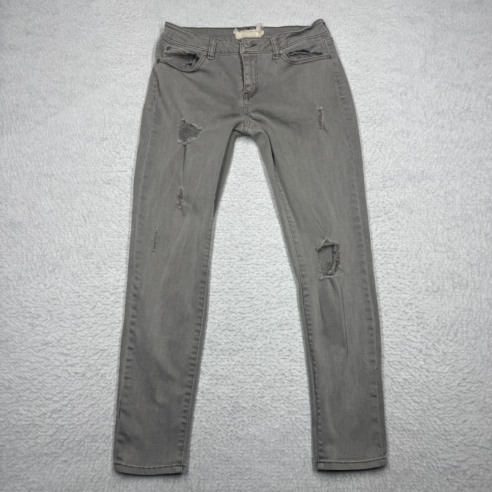 Altar'd State Skinny Straight Leg Distressed Jeans Gray Women's Size 26/3